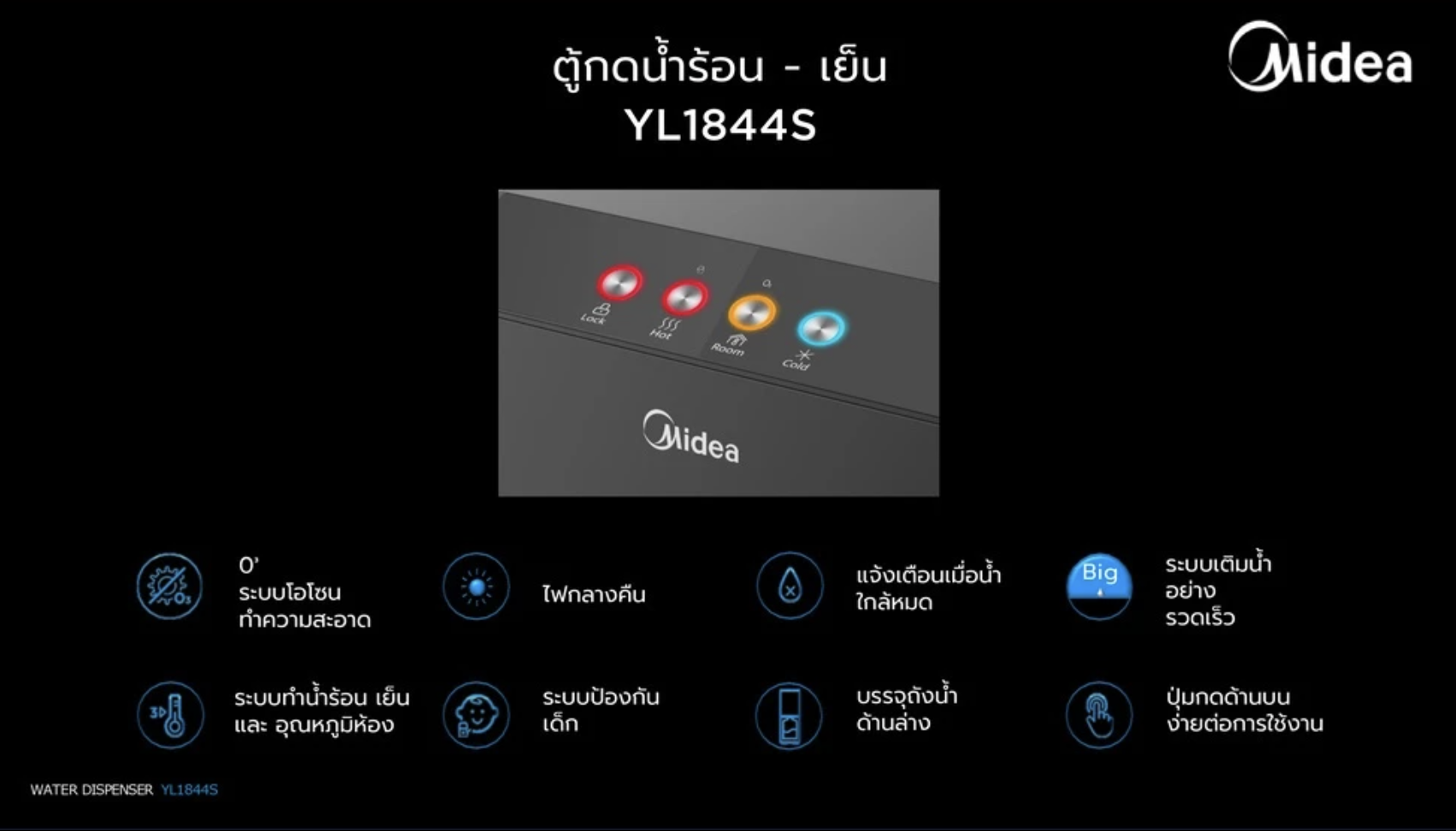 รีวิว Midea ตู้ทำน้ำร้อน-น้ำเย็น รุ่น YL1844S