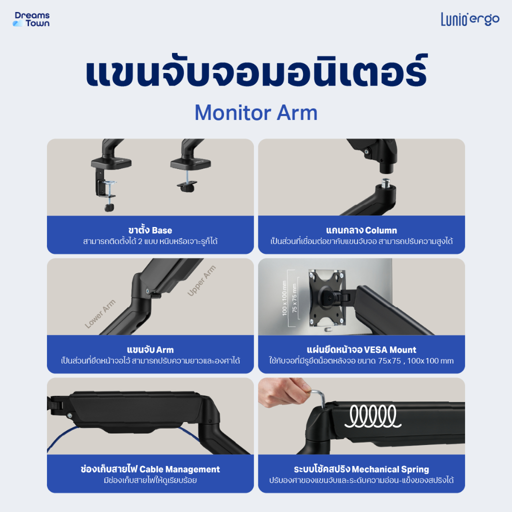 แขนจับจอมอนิเตอร์สำหรับคอมพิวเตอร์ ยืดได้ หดได้ หมุนได้ 360 องศา!