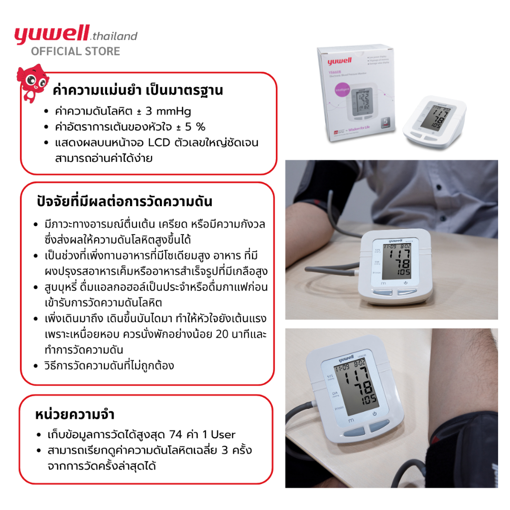 เครื่องวัดความดันโลหิตดิจิตอล Yuwell ของที่ควรมีติดบ้าน