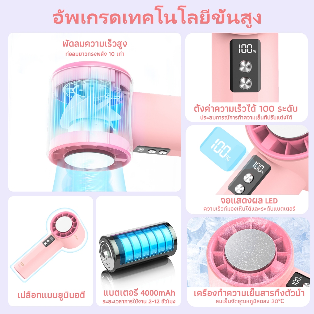 GOOJODOQ GFS006 พัดลมพกพาเทอร์โบพร้อมแผ่นทำความเย็น แบบที่สายร้อนต้องมีติดตัว