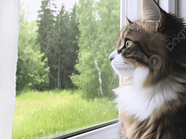 เจ้าเหมียวมองออกไปนอกหน้าต่าง