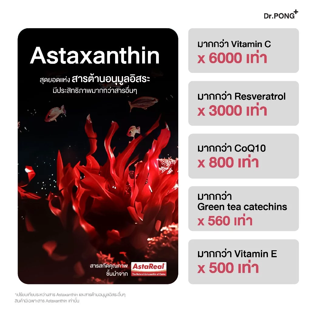 Dr.PONG Astaxanthin 6 mg AstaREAL – อาหารเสริม “สายผิวใส + ต้านแก่” Image3