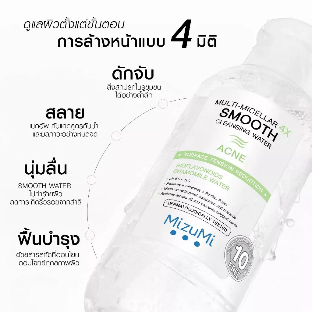 MizuMi Multi-Micellar 4X Smooth Cleansing Water Acne – คลีนซิ่งสาย “สิว + อ่อนโยน” Image2
