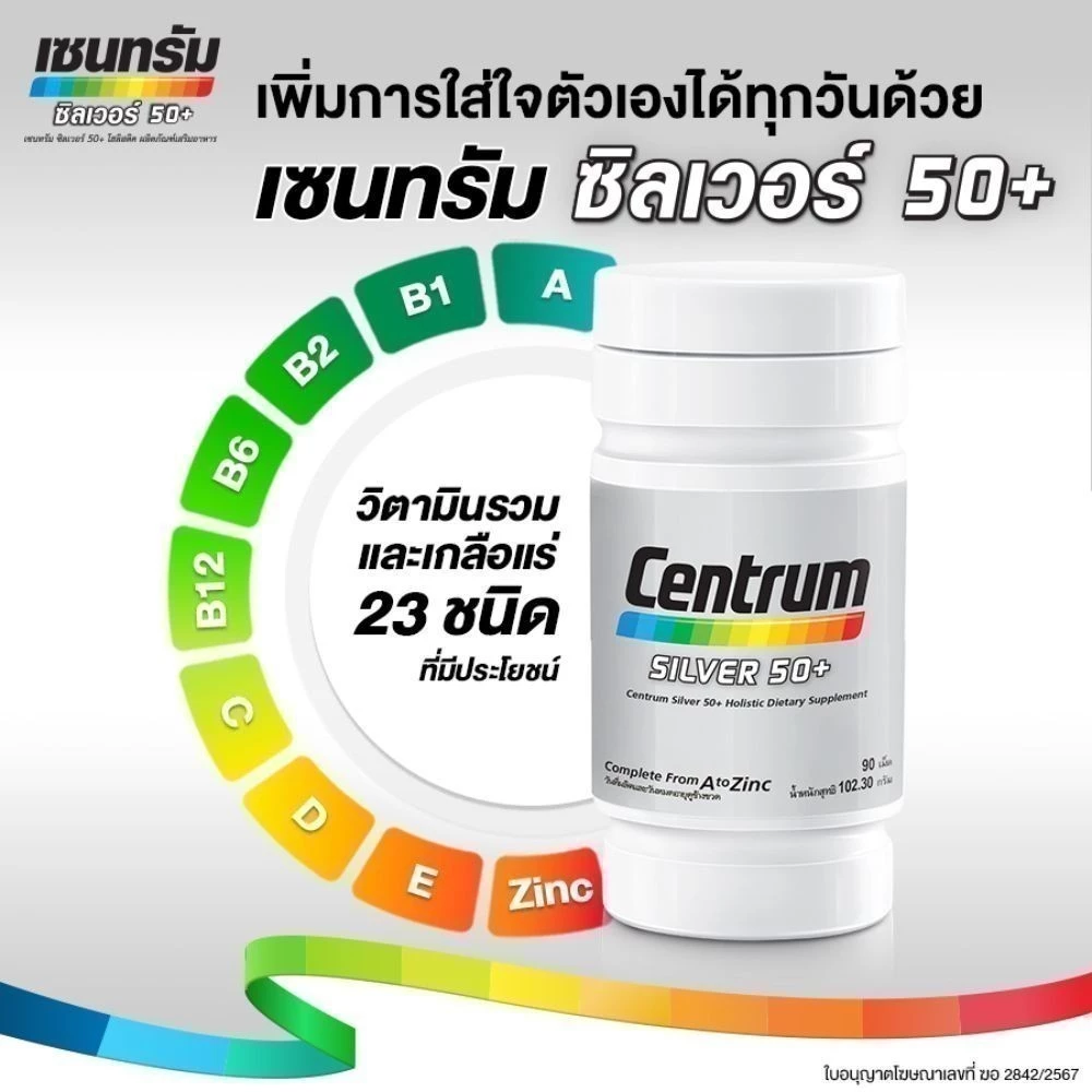 Centrum Silver 50+ Holistic วิตามินรวมผู้สูงวัย สูตรพื้นฐานครบ ใช้ดูแลสุขภาพระยะยาว Image3