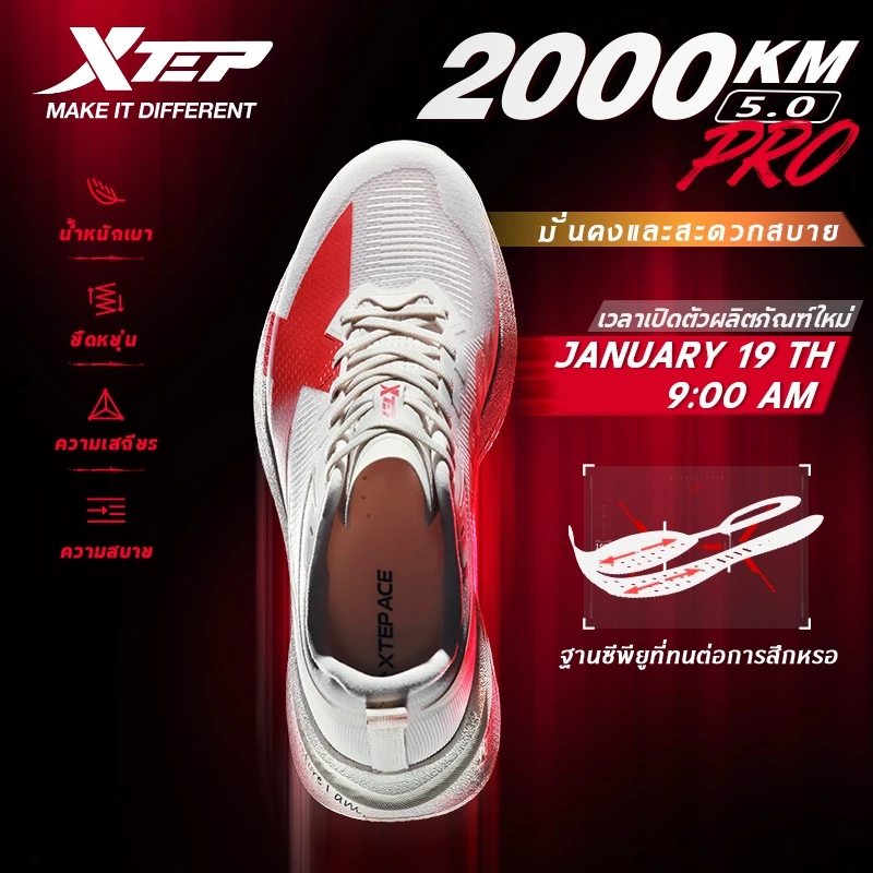 XTEP 2000KM 5.0 PRO รองเท้าวิ่งสายซ้อมเร็ว เน้นเด้ง ไม่ใช่นุ่มยวบ Image4
