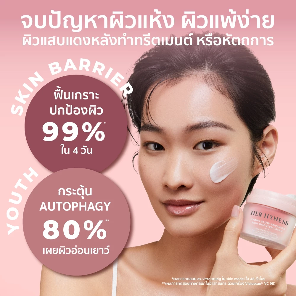 HER HYNESS Hydra Glow Advanced Skin Booster Cream ครีมสายฟื้นผิว เติมน้ำ + เสริมเกราะผิว Image2