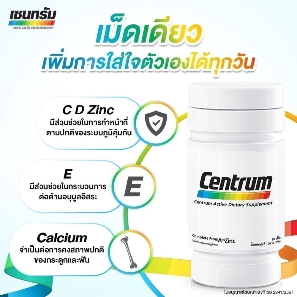 Centrum Active วิตามินรวมสูตรพื้นฐาน เสริมพลังงาน ดูแลร่างกายโดยรวม Image2