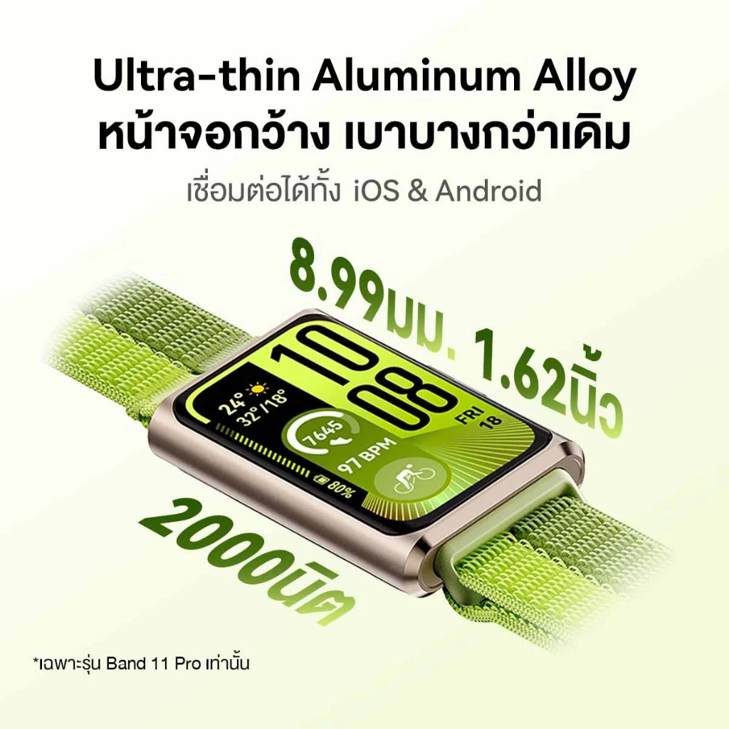 HUAWEI Band 11 สมาร์ทแบนด์หน้าจอใหญ่ เบา ใส่สบาย เน้นใช้งานสุขภาพทุกวัน Image1