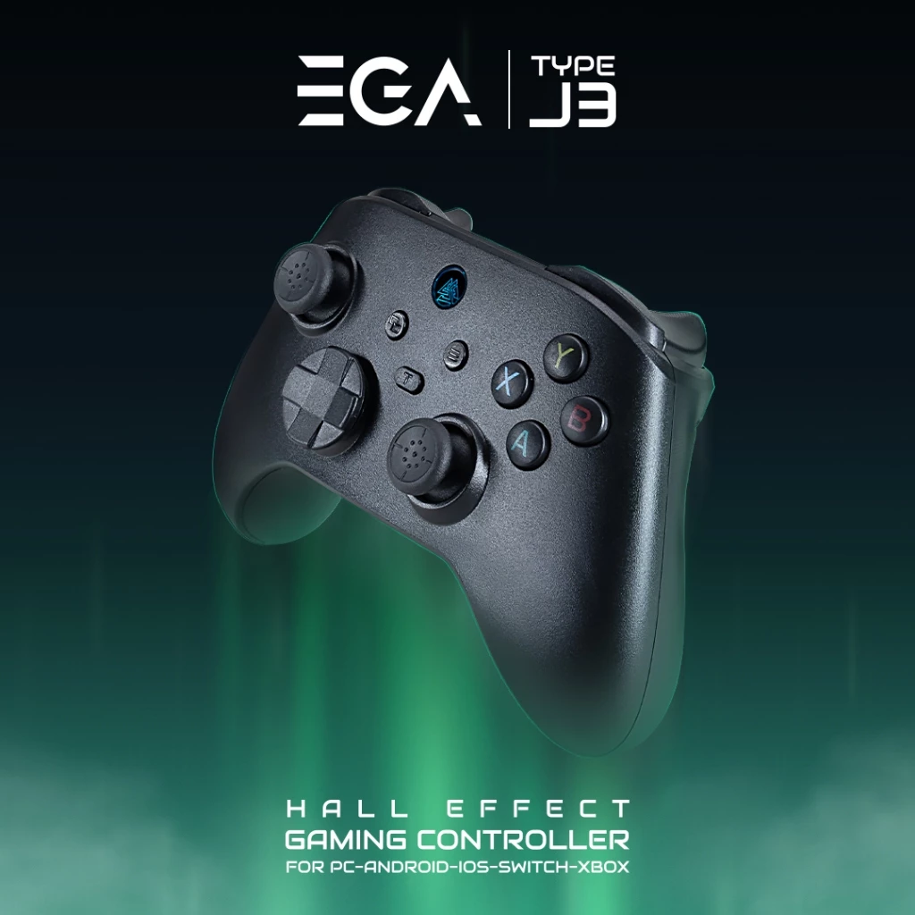 EGA TYPE J3 Hall Effect Controller จอยเกมสายคุ้ม แม่น ไม่ดริฟต์ ใช้ได้หลายเครื่อง Image1