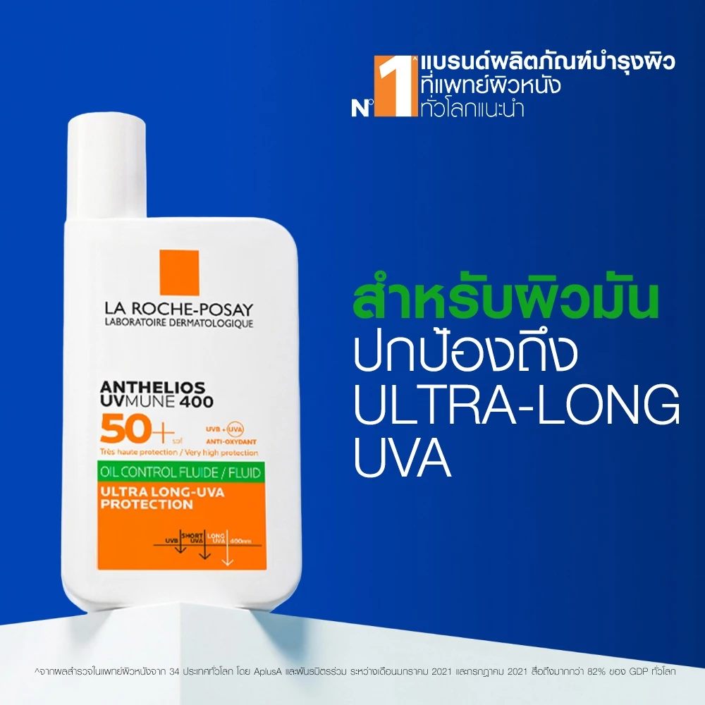 La Roche-Posay Anthelios UVMUNE400 Oil Control Fluid กันแดดสายคุมมัน เนื้อบาง ใช้แล้วผิวแมตต์ Image1