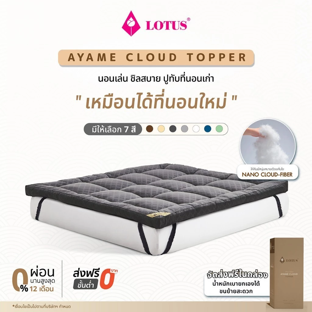 LOTUS Ayame Cloud ที่นอนท็อปเปอร์นุ่มฟู ฟีลขนห่านเทียม นอนสบาย เน้นเพิ่มความนุ่มให้เตียง Image1