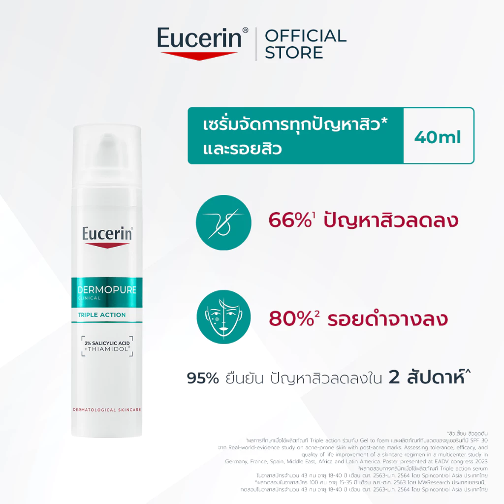 Eucerin DERMOPURE Clinical Triple Action เซรั่มลดสิว + รอยสิว + คุมมัน ครบในตัวเดียว Image2
