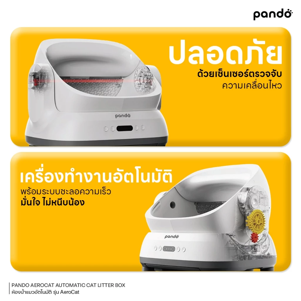 PANDO Aero Cat Litter Box Open-top ห้องน้ำแมวอัตโนมัติแบบเปิด ใช้ง่าย ไม่อับ เหมาะกับแมวขี้กลัว Image3