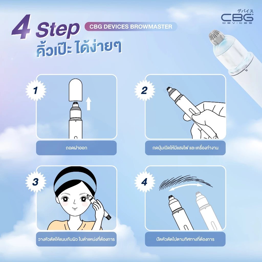 CBG Devices เครื่องกันคิ้วไร้ใบมีด สายปลอดภัย ใช้ง่าย มือใหม่ใช้ได้จริง Image3