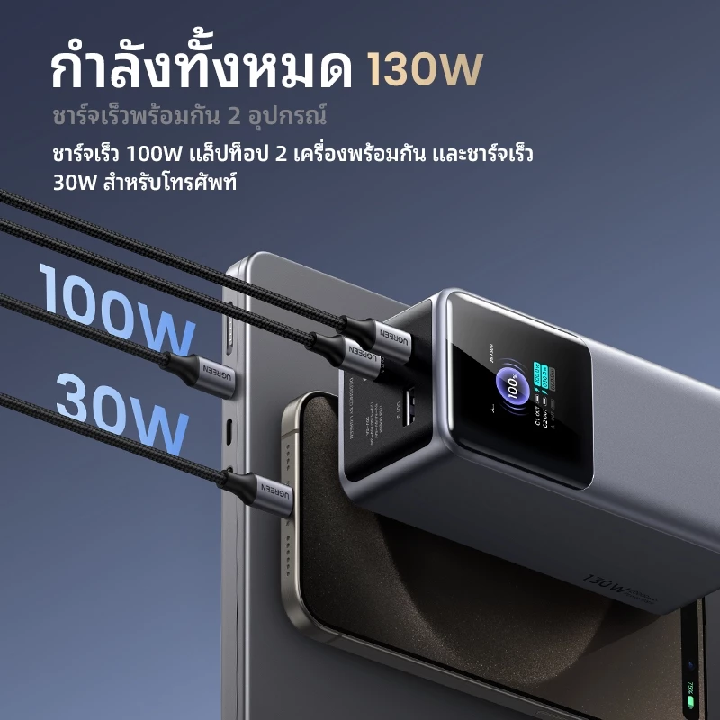 UGREEN Nexode 130W Power Bank เพาเวอร์แบงค์สายแรง ชาร์จโน้ตบุ๊กได้จริง จบในตัวเดียว Image3