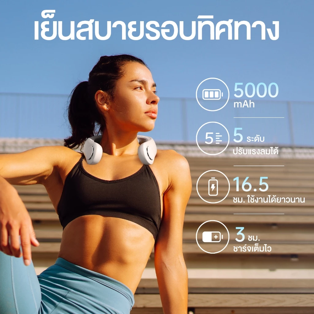 JisuLife Neck Fan Life4 พัดลมคล้องคอสายลมแรง ใส่สบาย ใช้ได้ทั้งวัน Image4