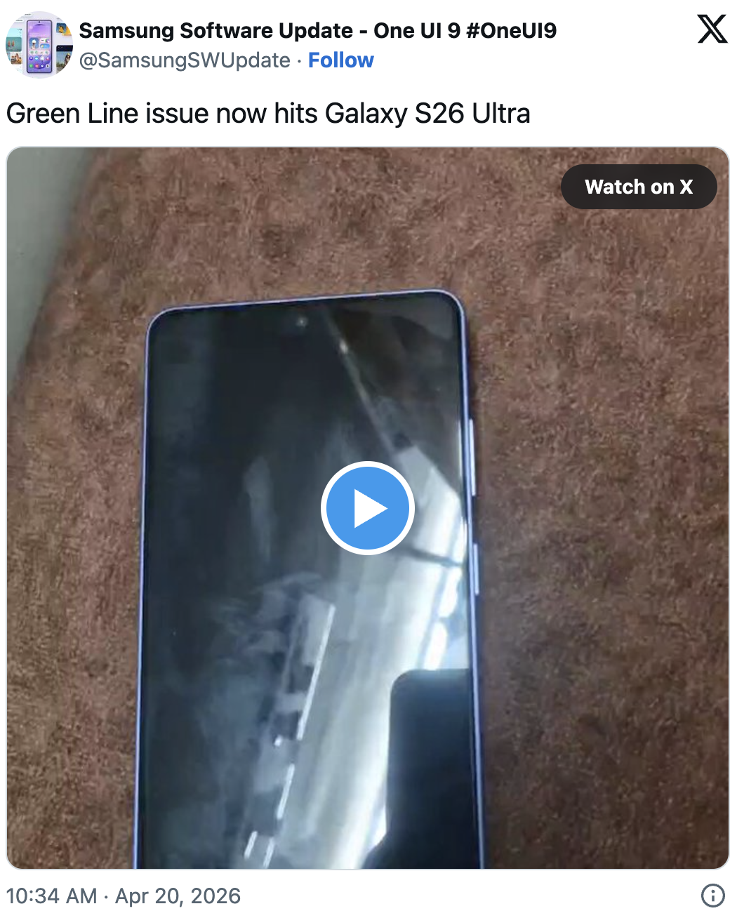 Galaxy S26 Ultra เจอปัญหา “เส้นเขียว” Image1