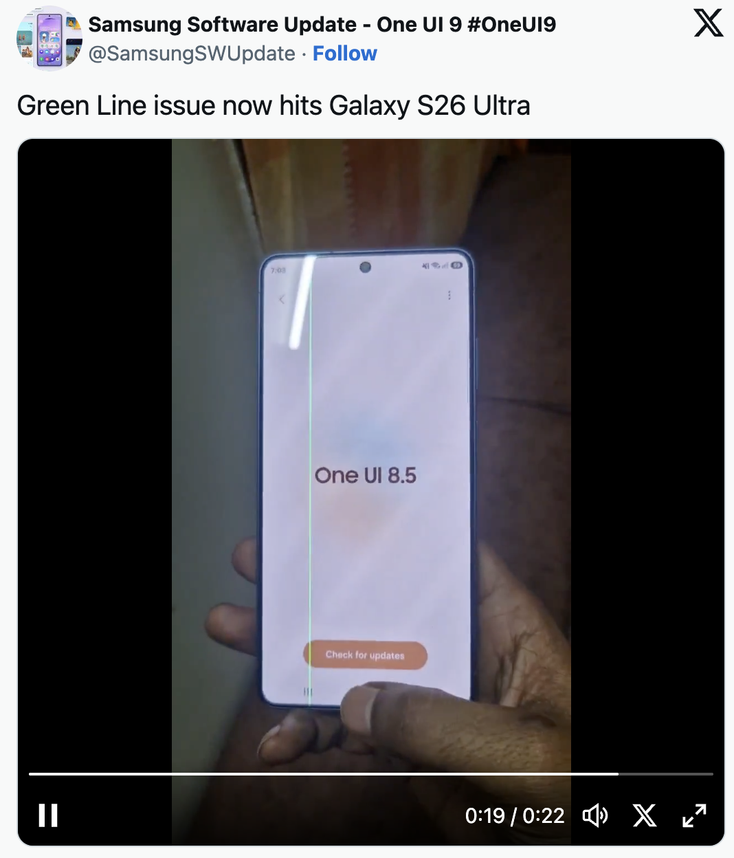 Galaxy S26 Ultra เจอปัญหา “เส้นเขียว” Image2