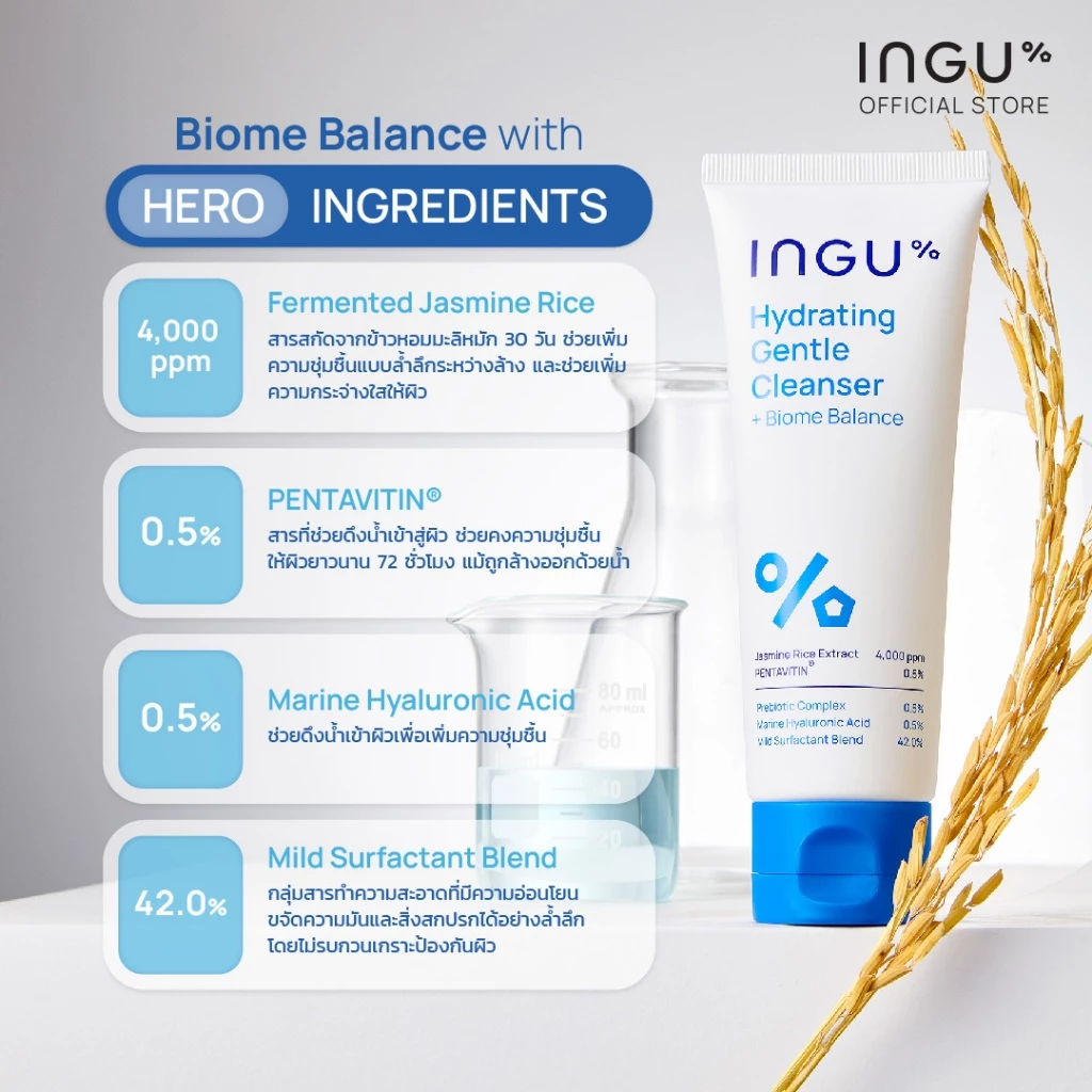 INGU Hydrating Gentle Cleanser คลีนเซอร์อ่อนโยน ฟื้นสมดุลผิวแพ้ง่าย Image3