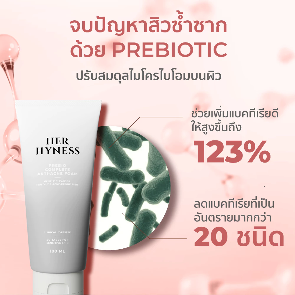 HER HYNESS Prebio Anti-Acne Foam โฟมล้างหน้าลดสิว อ่อนโยน ผิวไม่แห้ง Image4