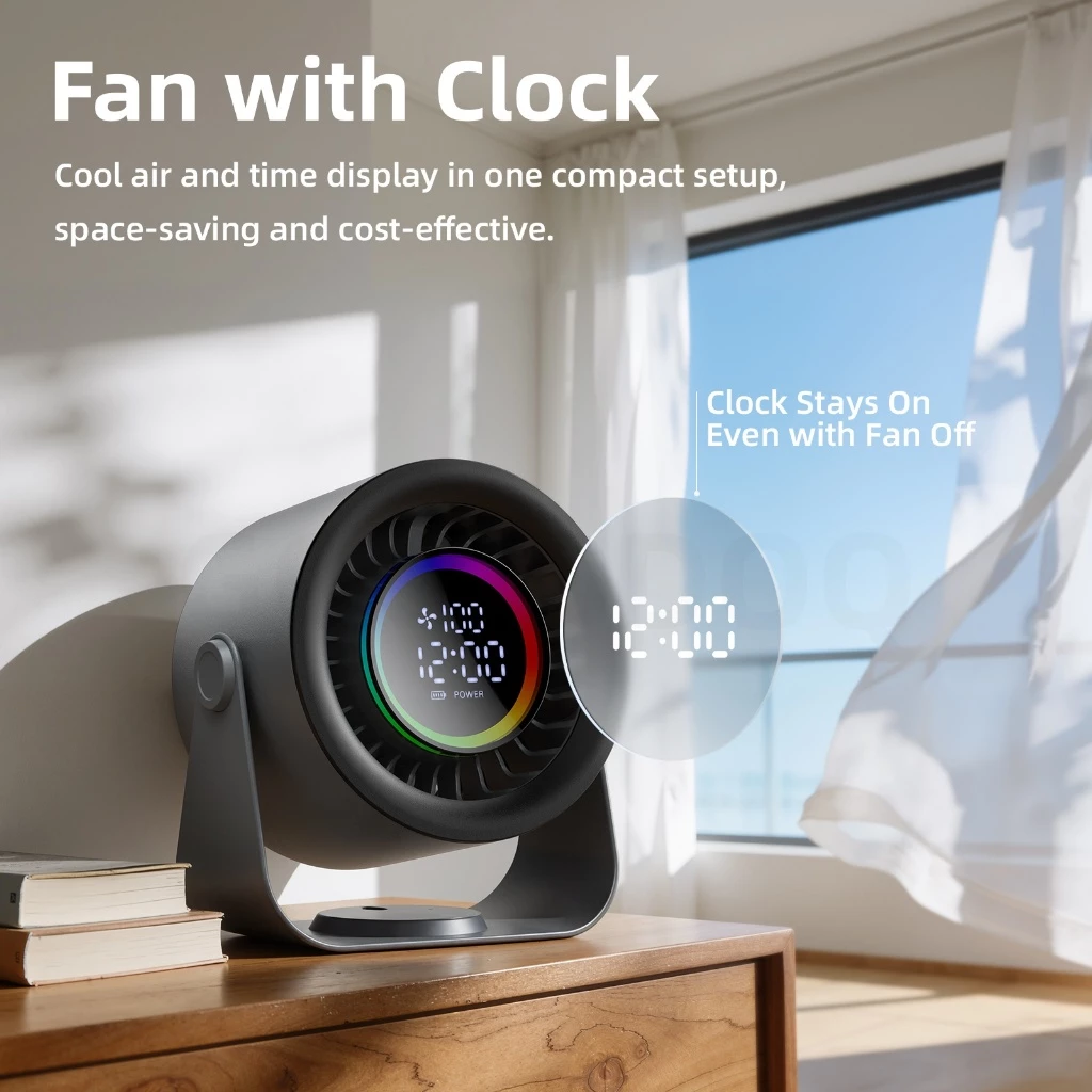 GOOJODOQ GFS024 พัดลม 2in1 ลมแรง + มีจอ เวลา ครบในตัวเดียว Image2