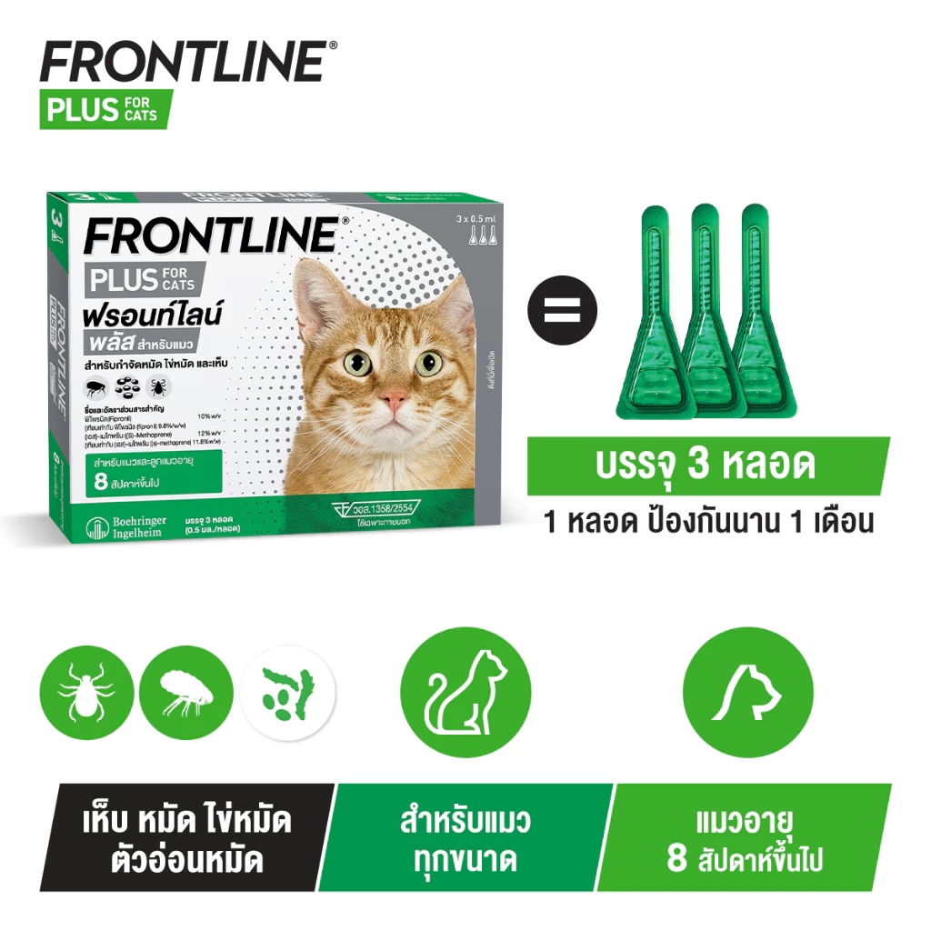 FRONTLINE PLUS CAT ยาหยดเห็บหมัดตัวดัง ที่สายเลี้ยงแมวรู้จักกันดี Image2