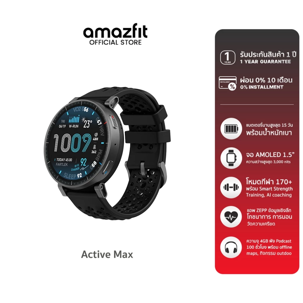 Amazfit Active Max เป็นนาฬิกาที่มาแรงมากในกลุ่มสายวิ่งและสาย fitness เพราะ “สเปกเกินราคา” ชัดเจน Image1