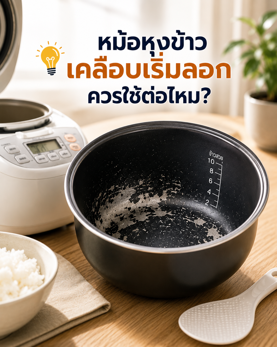 หม้อหุงข้าวเคลือบเริ่มลอก ควรใช้ต่อไหม? Image1