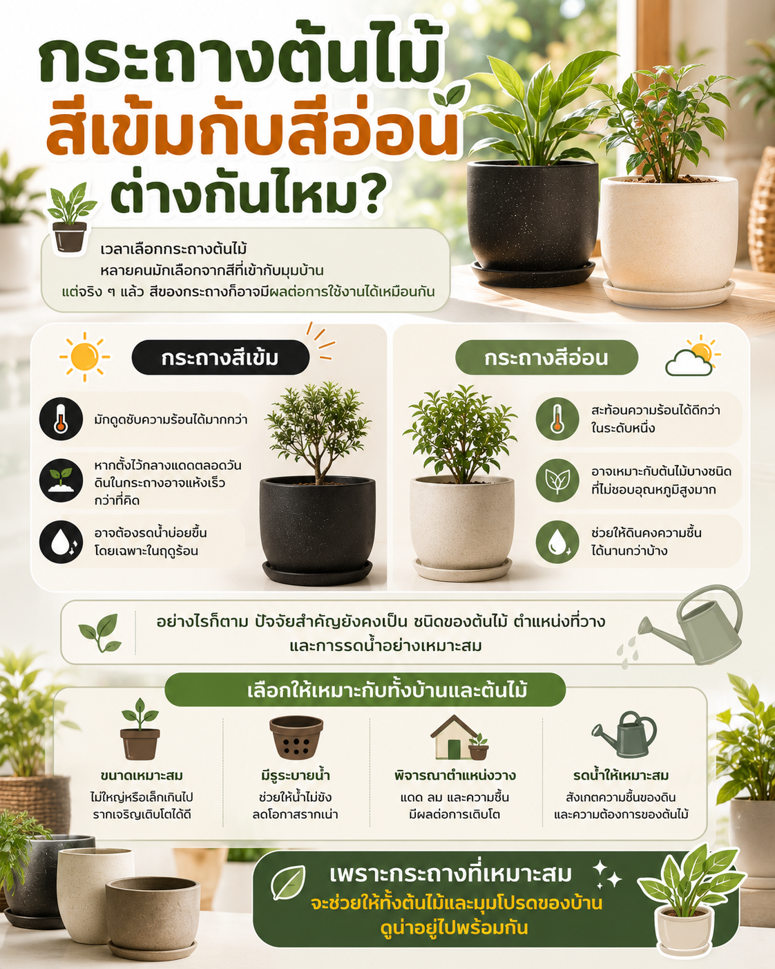 กระถางต้นไม้ สีเข้มกับสีอ่อน ต่างกันไหม? Image1
