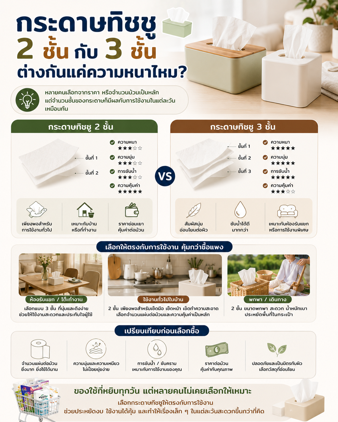 กระดาษทิชชู 2 ชั้นกับ 3 ชั้น ต่างกันแค่ความหนาไหม? Image1