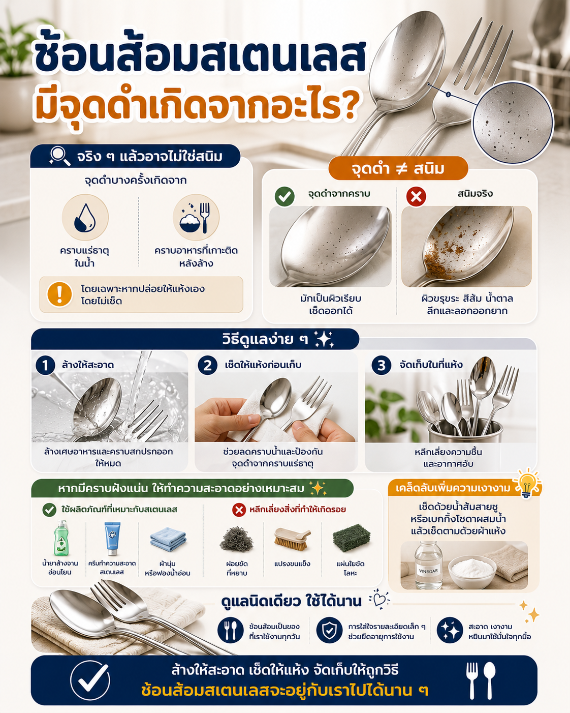 ช้อนส้อมสเตนเลส มีจุดดำเกิดจากอะไร? Image1