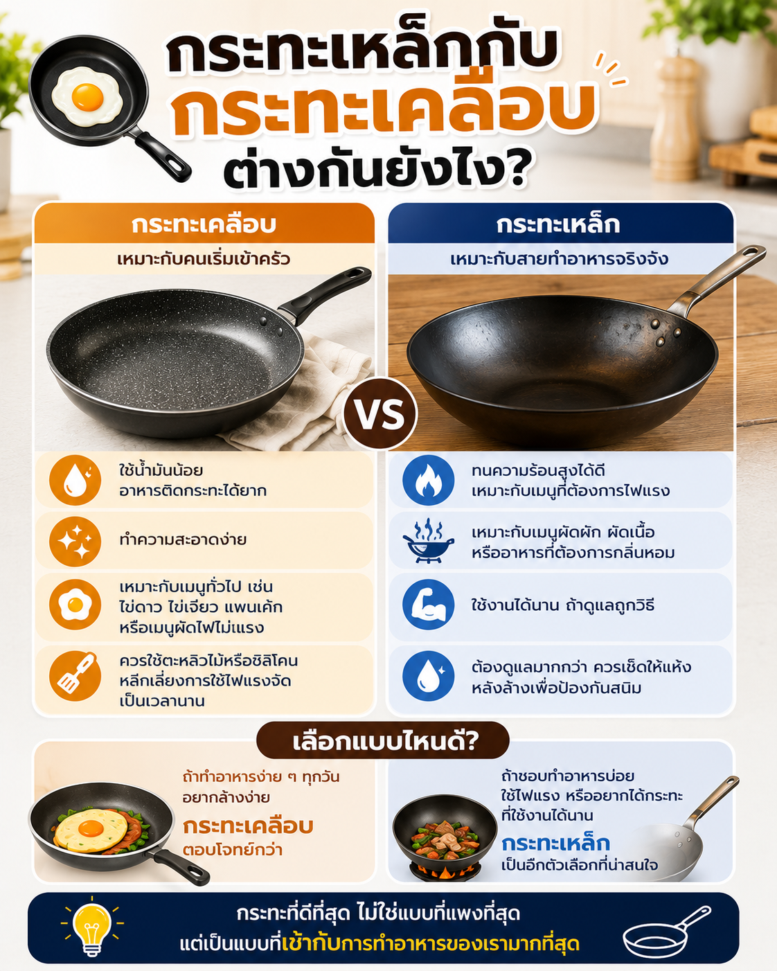 กระทะเหล็กกับกระทะเคลือบ ต่างกันยังไง? Image1