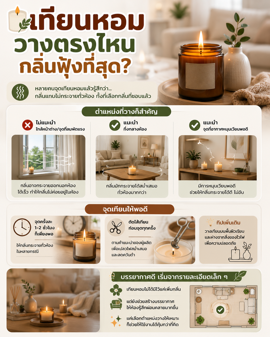 เทียนหอม วางตรงไหนกลิ่นฟุ้งที่สุด? Image1