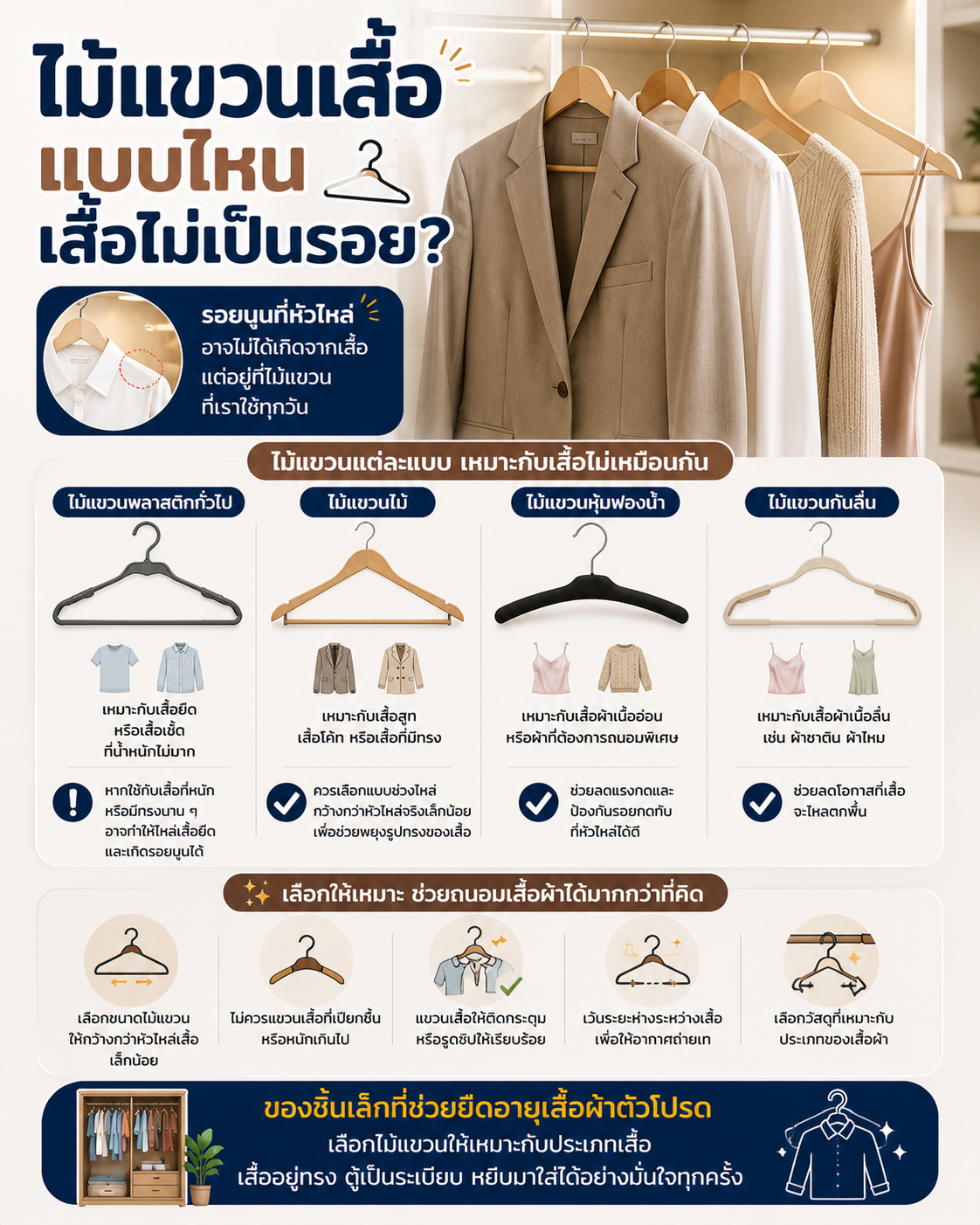 ไม้แขวนเสื้อแบบไหน เสื้อไม่เป็นรอย? Image1