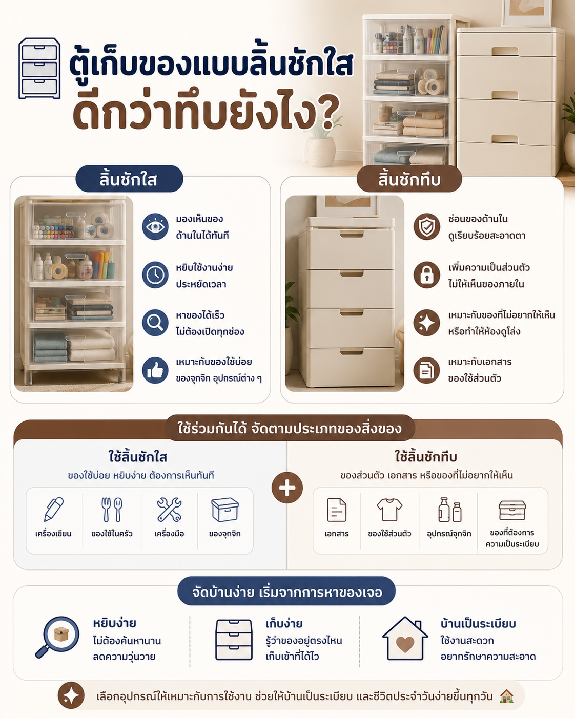 ตู้เก็บของแบบลิ้นชักใส ดีกว่าทึบยังไง? Image1