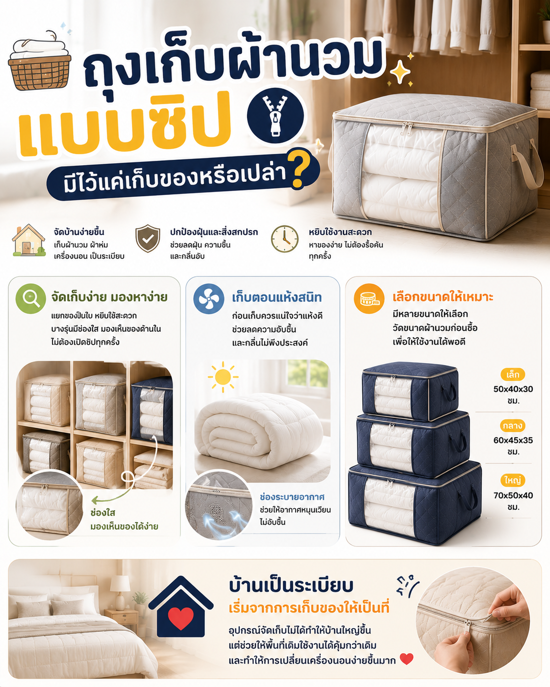 ถุงเก็บผ้านวมแบบซิป มีไว้แค่เก็บของหรือเปล่า? Image1