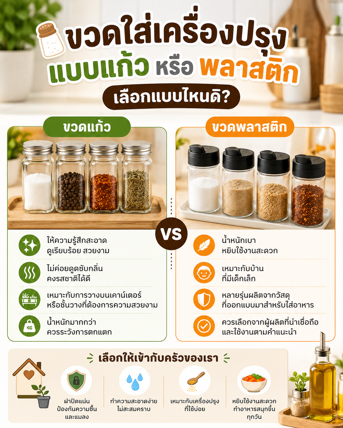 ขวดใส่เครื่องปรุงแบบแก้ว หรือพลาสติก เลือกแบบไหนดี? Image1