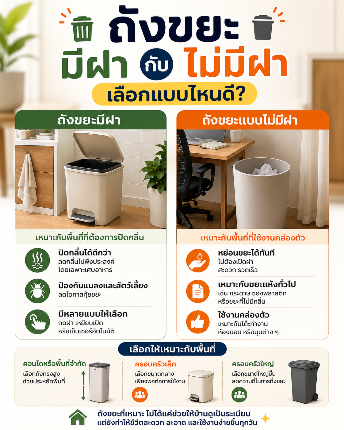 ถังขยะมีฝา กับไม่มีฝา เลือกแบบไหนดี? Image1