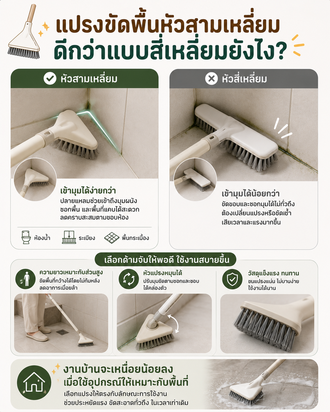 แปรงขัดพื้นหัวสามเหลี่ยม ดีกว่าแบบสี่เหลี่ยมยังไง? Image1