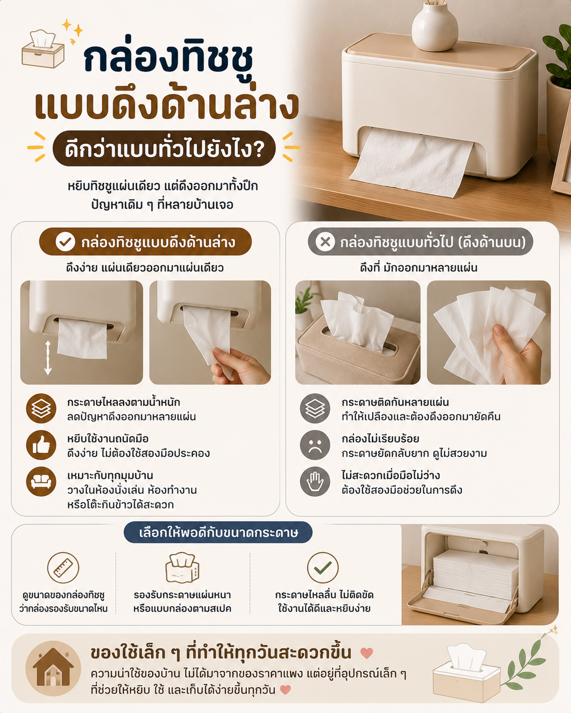 กล่องทิชชูแบบดึงด้านล่าง ดีกว่าแบบทั่วไปยังไง? Image1