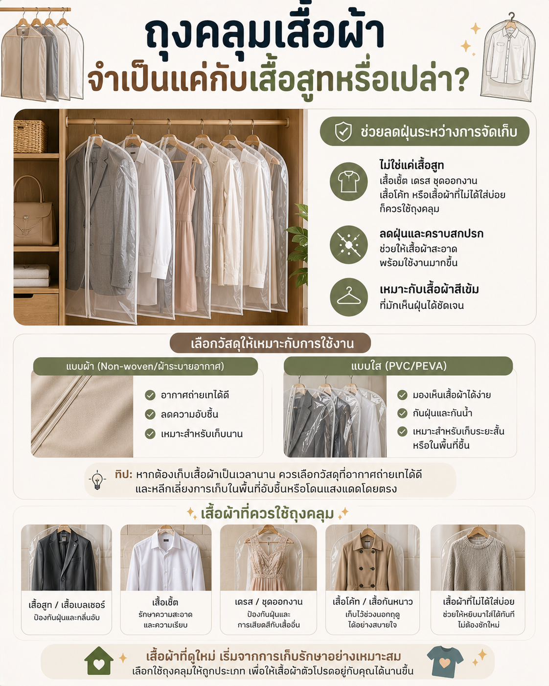 ถุงคลุมเสื้อผ้า จำเป็นแค่กับเสื้อสูทหรือเปล่า? Image1