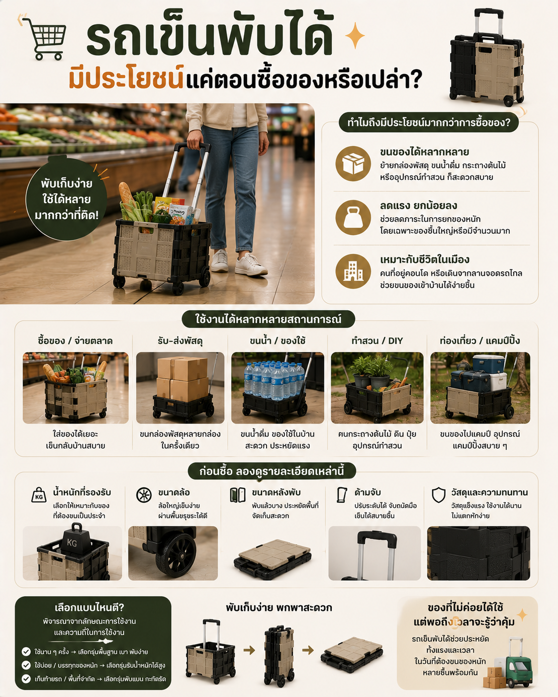 รถเข็นพับได้ มีประโยชน์แค่ตอนซื้อของหรือเปล่า? Image1