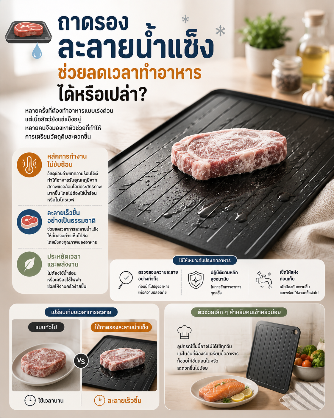 ถาดรองละลายน้ำแข็ง ช่วยลดเวลาทำอาหารได้หรือเปล่า? Image1
