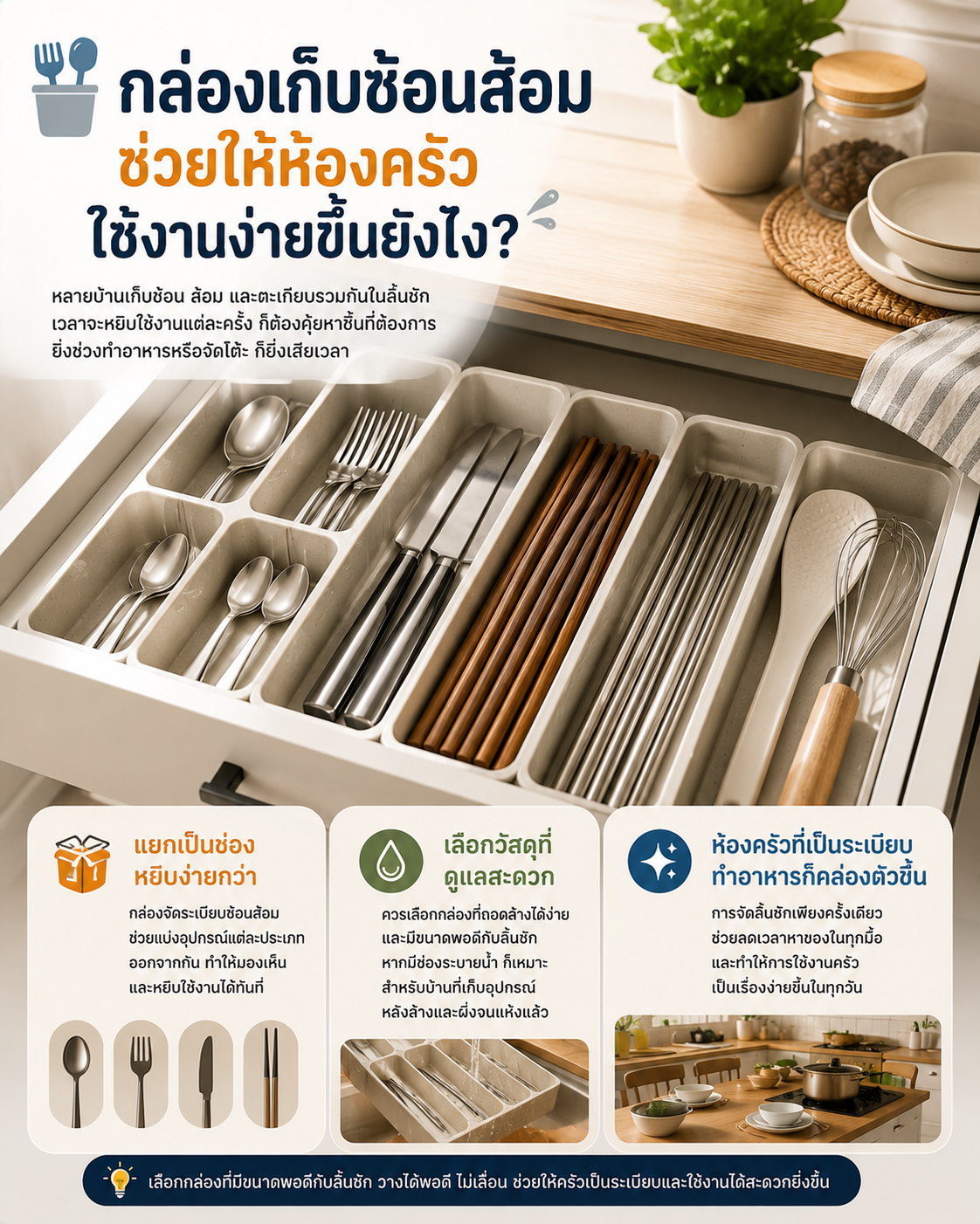 กล่องเก็บช้อนส้อม ช่วยให้ห้องครัวใช้งานง่ายขึ้นยังไง? Image1