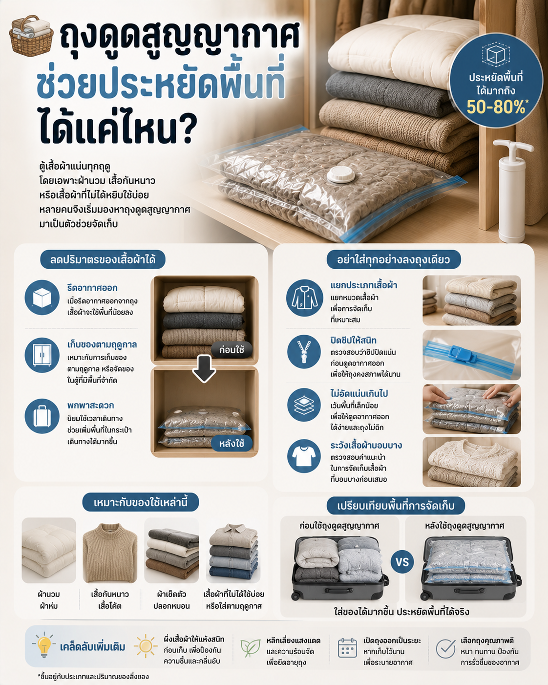 ถุงดูดสูญญากาศ ช่วยประหยัดพื้นที่ได้แค่ไหน? Image1