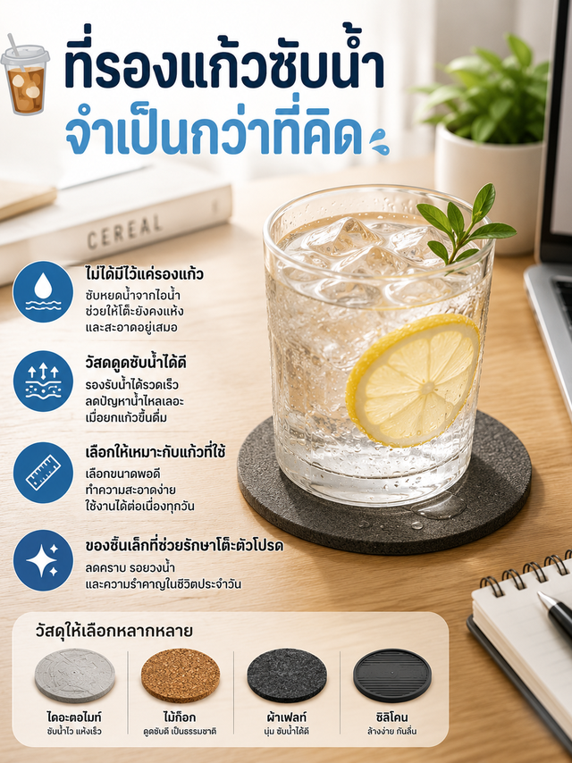 ที่รองแก้วซับน้ำ จำเป็นกว่าที่คิด