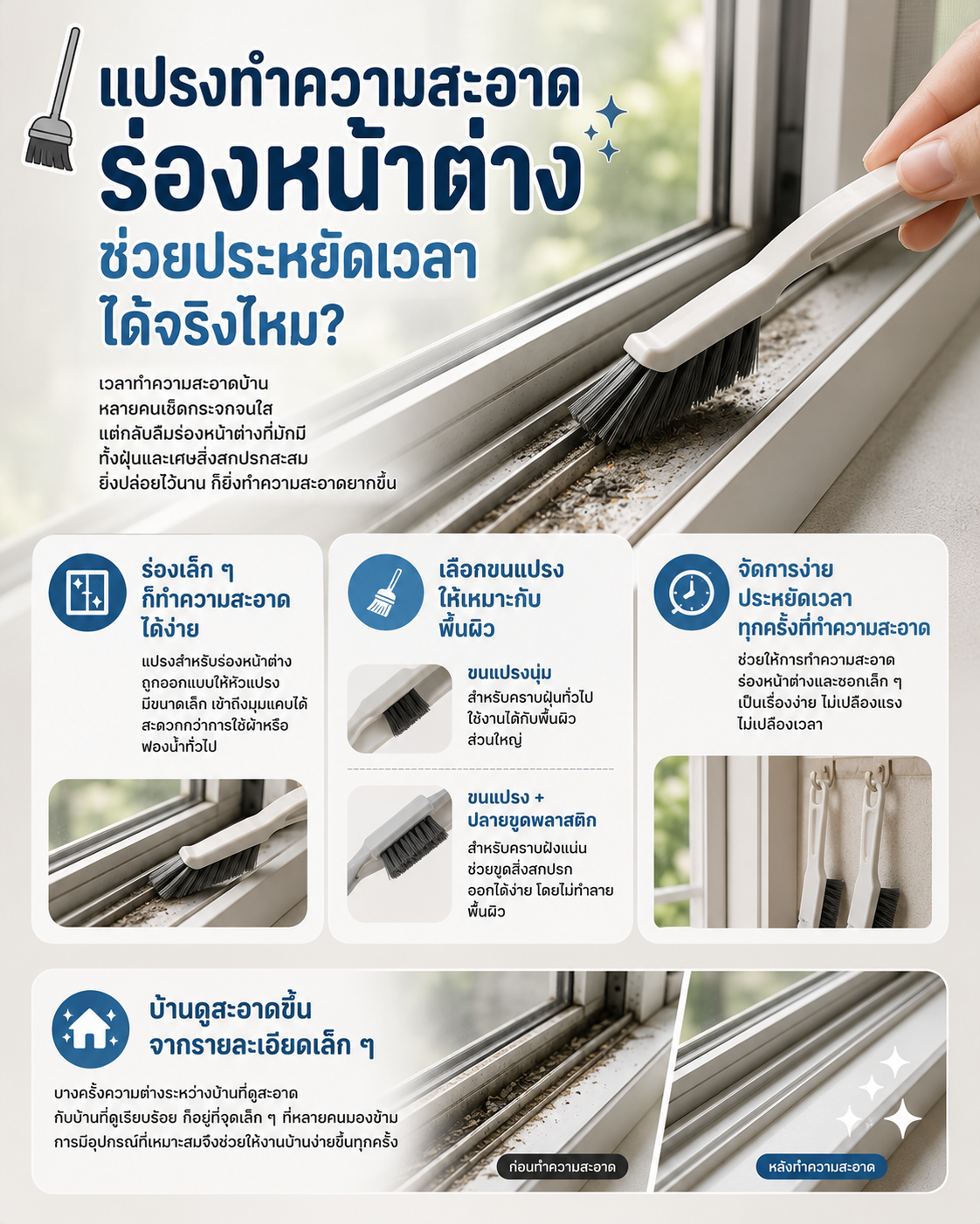 แปรงทำความสะอาดร่องหน้าต่าง ช่วยประหยัดเวลาได้จริงไหม? Image1