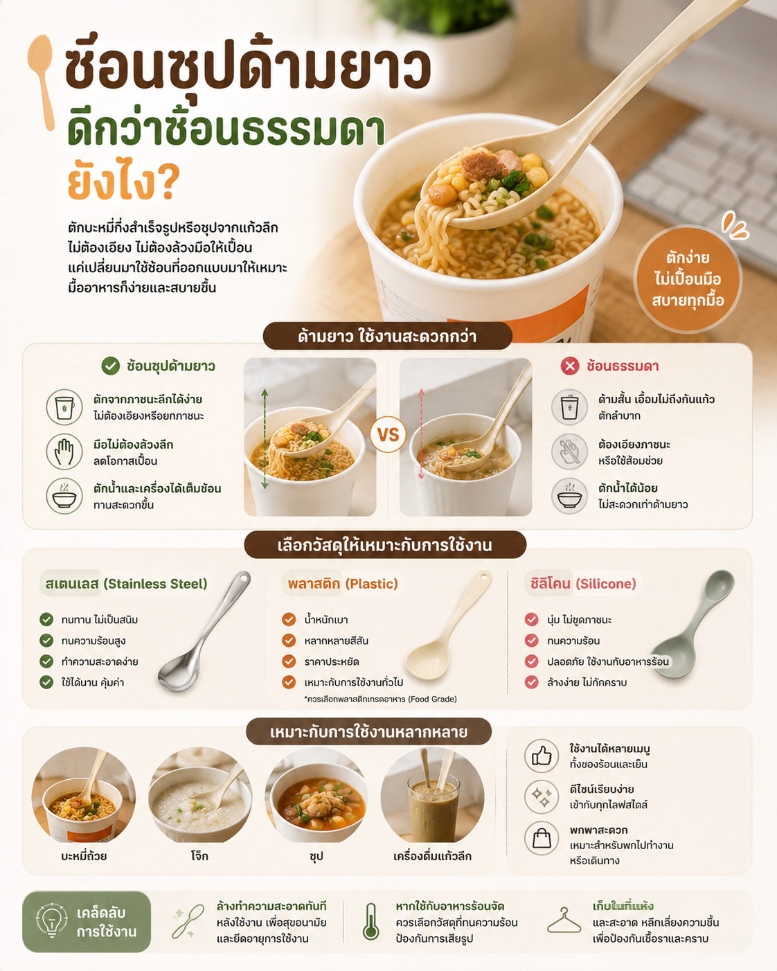 ช้อนซุปด้ามยาว ดีกว่าช้อนธรรมดายังไง? Image1