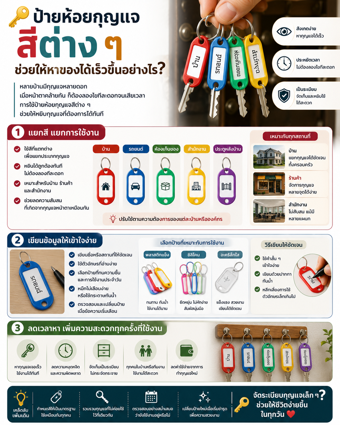 ป้ายห้อยกุญแจสีต่าง ๆ ช่วยให้หาของได้เร็วขึ้นอย่างไร? Image1