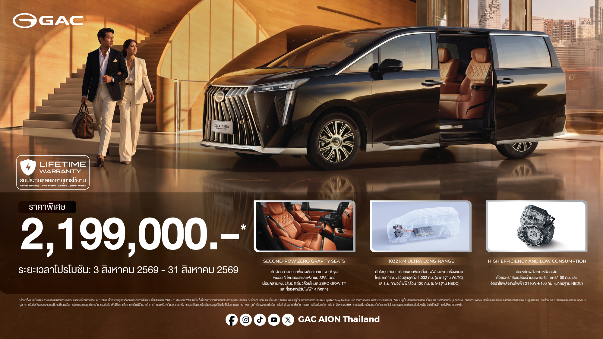 GAC GN8 PHEV ปลั๊กอินไฮบริด MPV พรีเมียมระยะวิ่ง 1032 กม.